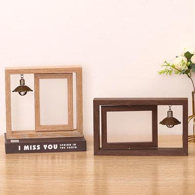 Rotating Double-Sided 6" & 7" Wooden Photo Frame - Personalized Couple Gift & Souvenir