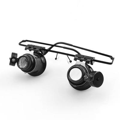 Lunettes binoculaires loupe 20x réglables avec lumières LED, monture serre-tête, lentille 20x, lunettes loupes, multifonctionnelles