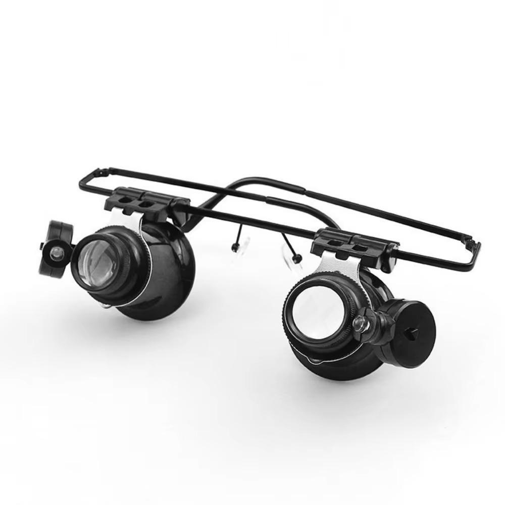 

Adjustable 20x Magnifier Double Eye Glasses With Led Lights Headband Mount 20x Lens Magnifying Eyewear Multi-functional чорний