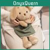 Adorable 40cm Plush Easter Bunny Doll With Long Ears In Yellow Checkered Dress