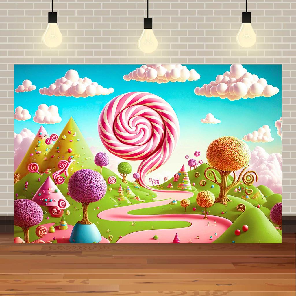 Fantasy World Candy House Theme Decoration Background, Fairy Tale Style Studio Photography Children's Portrait Shooting Backdrop