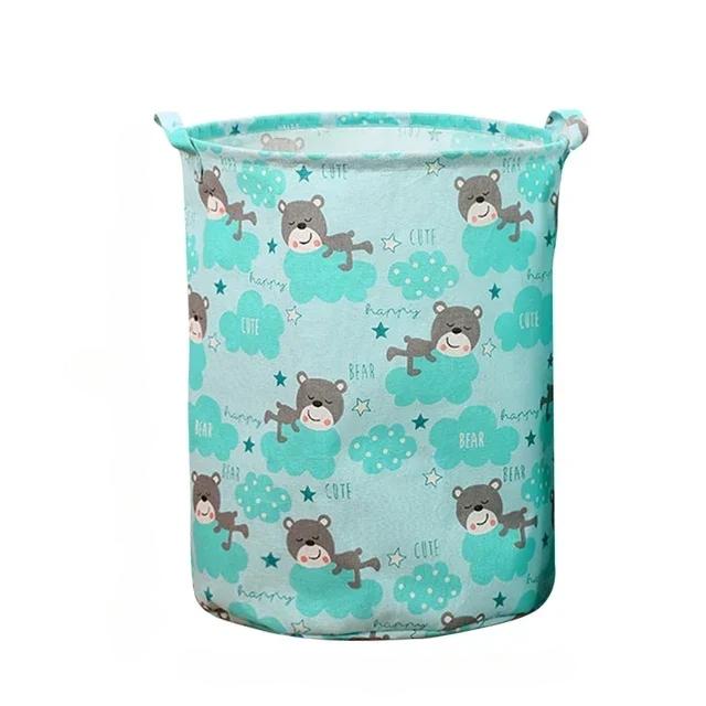 Cotton Linen Print Laundry Basket Portable Foldable Home Laundry Storage Bag Large Hamper for Kids Toys Dirty Clothes Basket