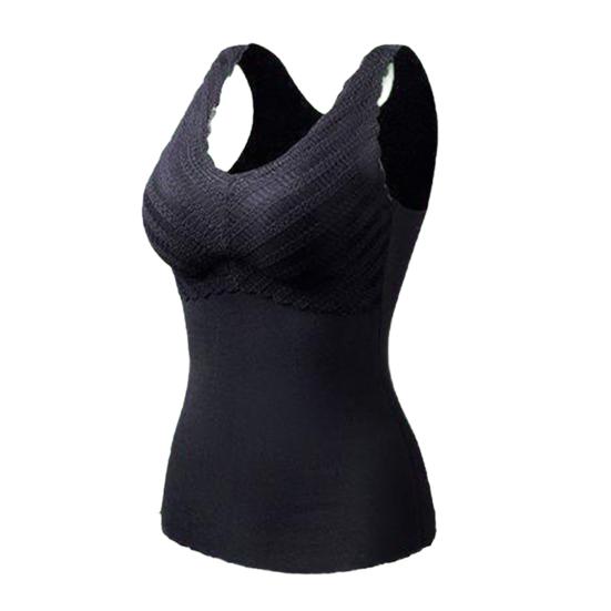 Thermal Vest V-Neck Sleeveless Chest Pad Underwear Vest Seamless Velvet Lining Autumn Winter Warm Bottom Vest