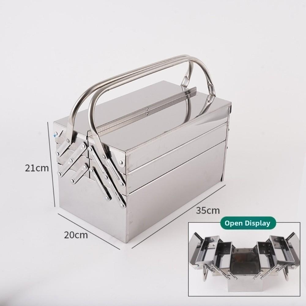 3 Layer 5 Tray Metal Tool Storage Box Stainless Steel Folding Tool Organizer Auto Maintenance