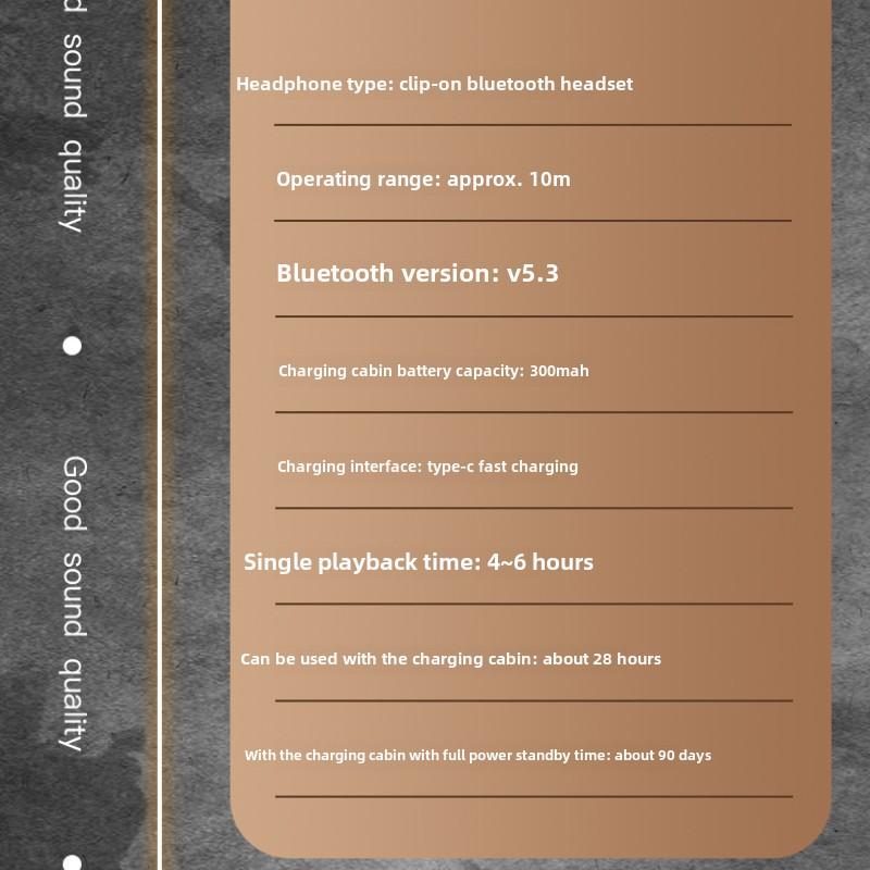 Bluetooth Headset TWS Dual Ear Wireless Ear Clip Stereo Digital Display Life