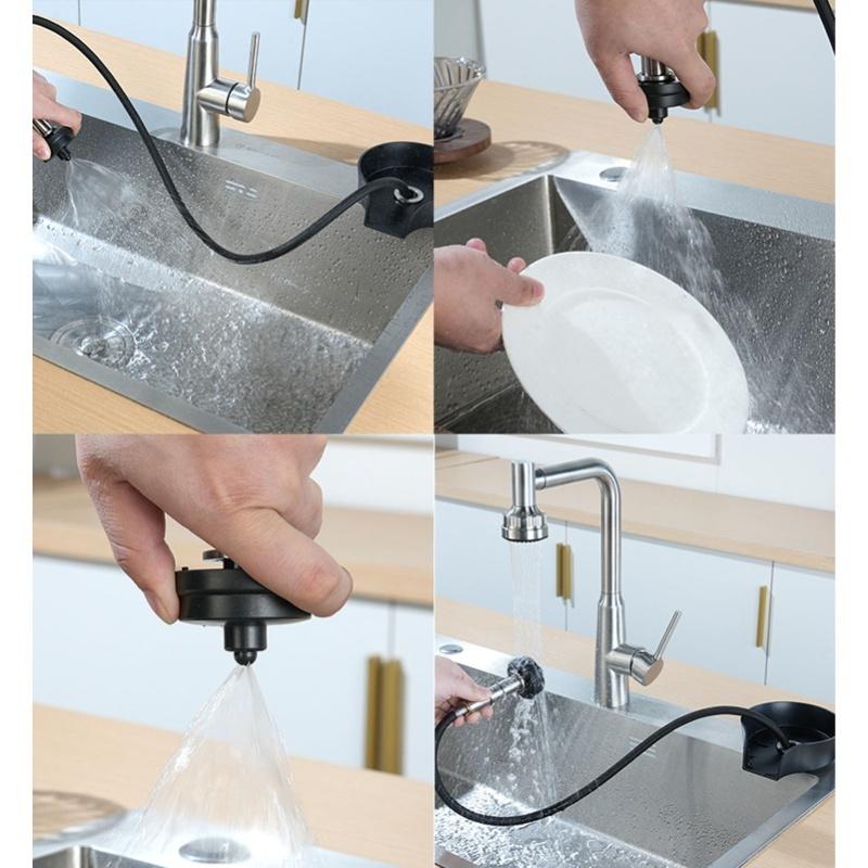 Automatic Glass Rinser Stainless Steel Cup Washer Professional Rust Resistant Pressure Glass Washer For Kitchen Sinks Silver