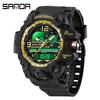 SANDA Women's Trendy LED Dual Display Waterproof Watch with Hourly Chime