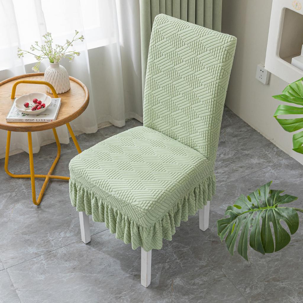 Stretch Chair Cover Skirted One Piece Dining Chair Slipcover Elastic Fabric Durable Texture Fit Most Standard Chairs