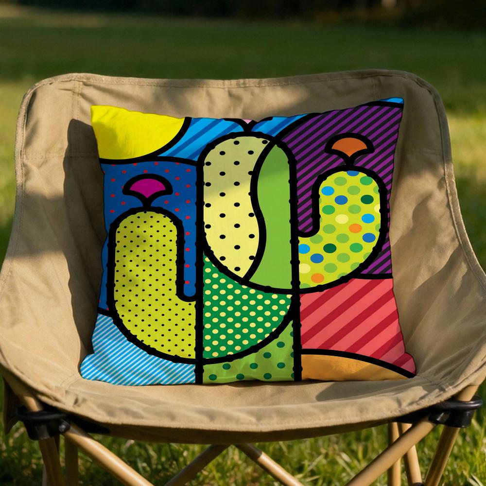 trendy color block splicing Cushion Cover Soft Reversible Durable Pillow Cover MultiScene Use for Home Car Daily Comfort