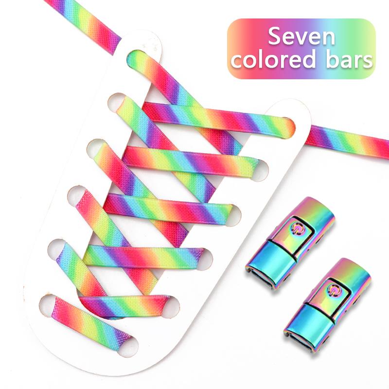 Press Lock Shoelaces No Tie Shoe Laces Without Ties Elastic Laces Sneaker Flat Rainbow Shoelace for Shoes Adults Kids