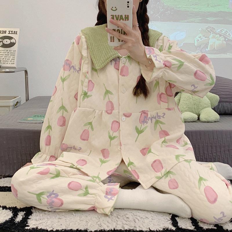 Air Cotton Maternity Pajama Set: Spring & Autumn Nursing and Postpartum Wear for Women