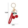 Creative Alloy Diamond Inlaid Red Cherry Keychain Fashion Simulation Fruit Keychain Exquisite Bag Decoration Accessories Gifts