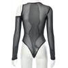High Street Sexy Transparent Slim Bodysuits Women Skinny Fashion Patchwork Basic One Piece Elegant Bodysuits Solid Party Clothes