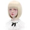Wig Bob Short Full Wig Small Face Wig with Net Heat Resistant Colorful 17 Colors Available Women's (Beige)