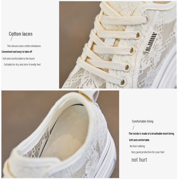 Women's Height-Boosting Thick-Soled White Sneakers for Spring & Autumn A8905