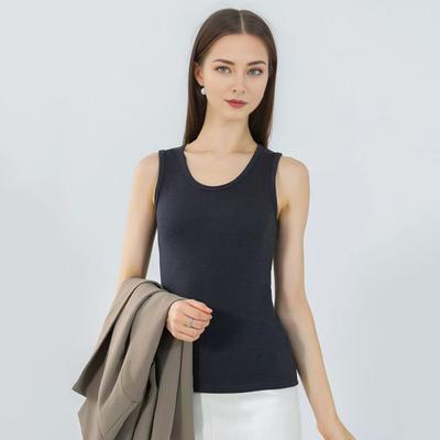 Γυναικείο χειμερινό θερμικό γιλέκο χωρίς ραφή βελούδο με γρήγορη κλειδαριά θερμοκρασίας με στρογγυλή λαιμόκοψη, λεπτή εφαρμογή, ελαστική αμάνικη εσωτερική μπλούζα με κάτω μέρος