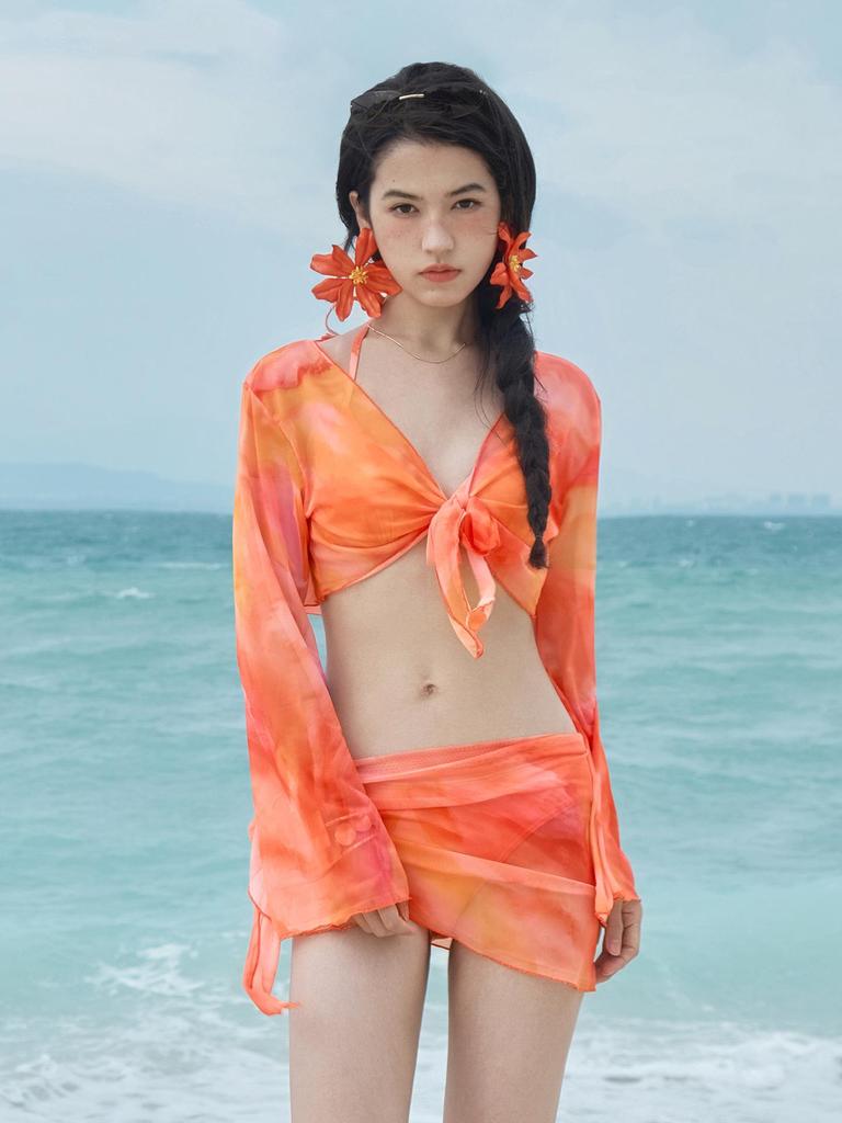 Women's Fairy Swimsuit: Sexy Korean Long Sleeve Bikini 3-Piece Set for Beach Vacations