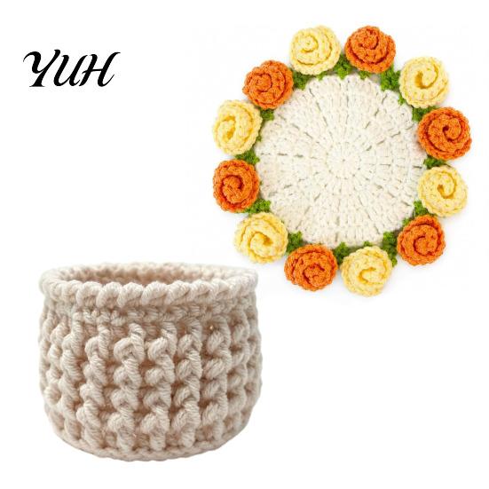 Botanical Room Decoration Crochet Flower Bouquet Coaster, Handmade Knit Rose Mug Mat Transforms Into Bouquet, 2-in-1 Floral Table Decor for