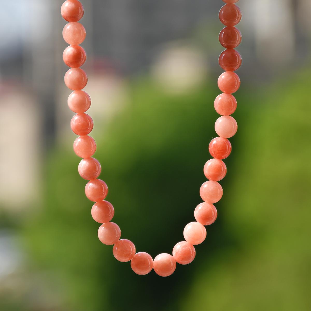 

Богемное Ожерелье из Натурального Камня Розовый Солнечный Камень 6мм 8мм 10мм Круглые Бусины Женское Нежное Вечернее Ручной Работы Циркон