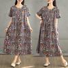 New Summer Vintage Plus Size Women Dress Long Oversized Casual Loose O Neck Basic