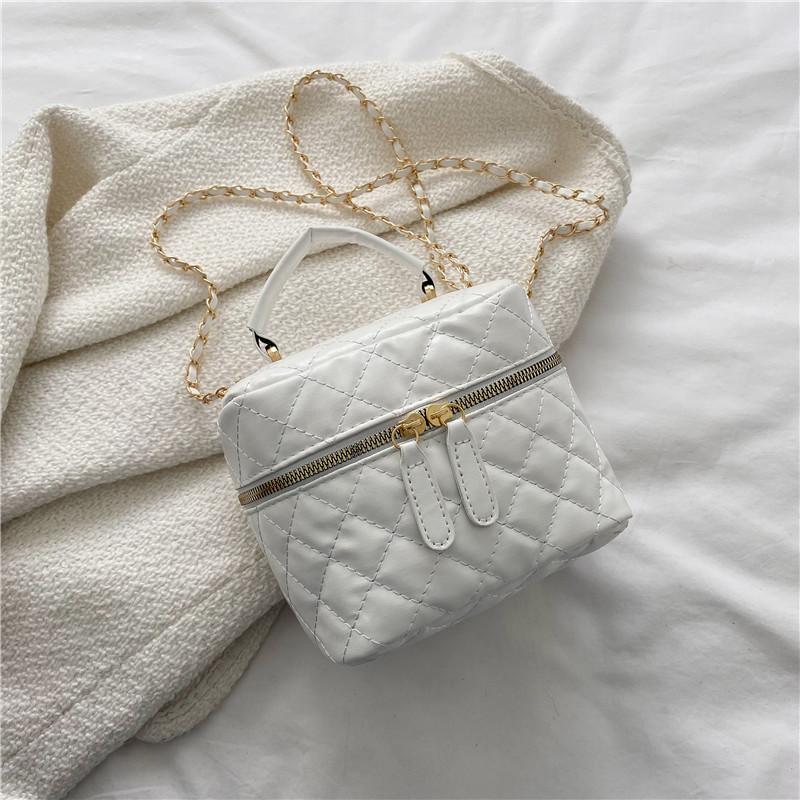 

Mini rhombus chain small bag women s new fashion messenger bag portable shoulder bag bucket bag Small белый