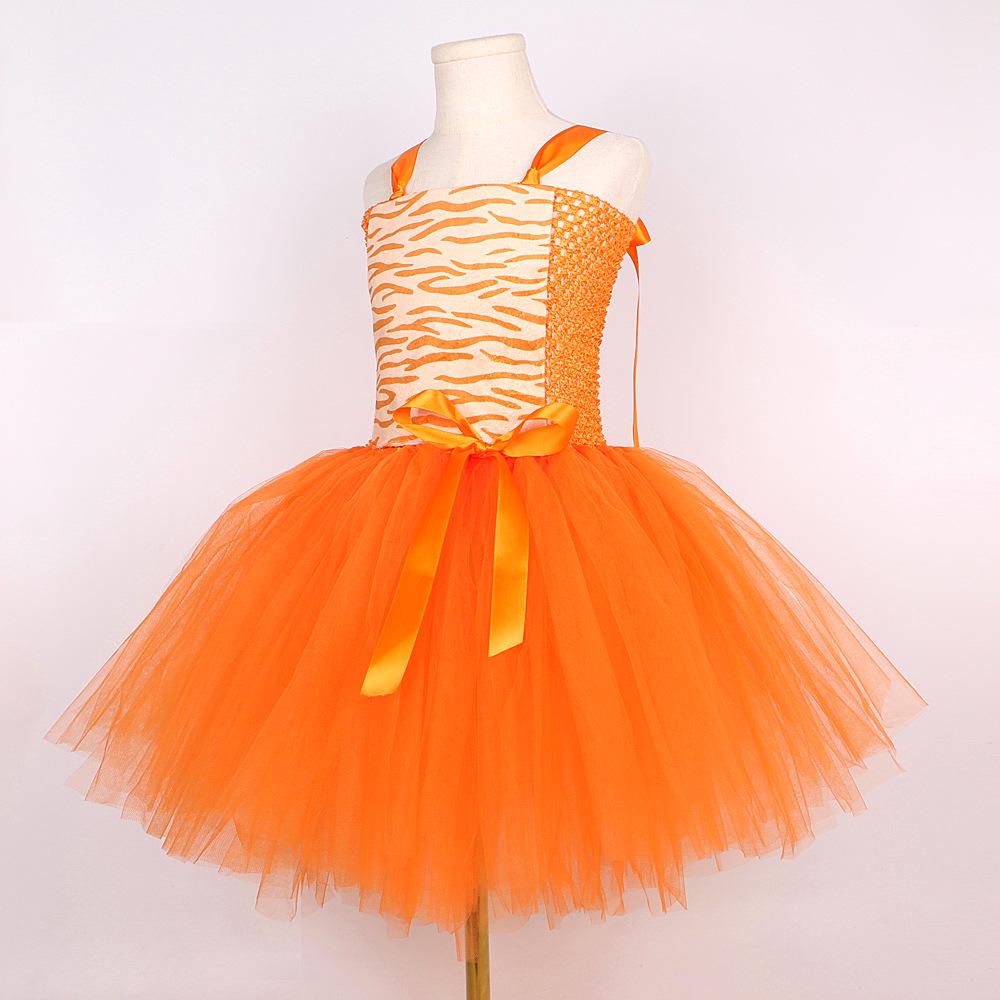 Orange Cat Princess Tutu Skirt: Girls' Cartoon Animal Mesh Dress