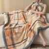 Vintage Style Coral Fleece Blanket with Plaid Pattern King Size Autumn Winter Thick Warm Bed Blanket or Blanket and Pillow Cases