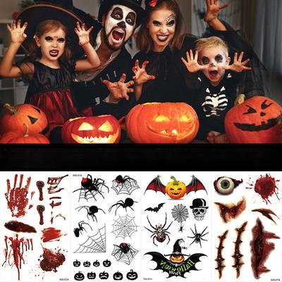 Halloween Tattoo Aufkleber Wunde Narbe Horror Lustig Kostümparty Gesichtsaufkleber Tattoo