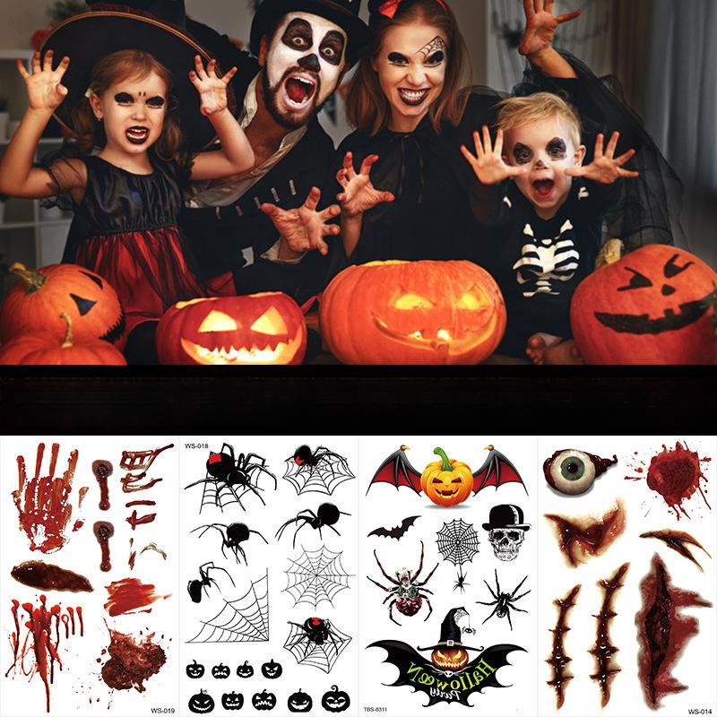 Halloween Tetovací samolepka Rána Jizva Horor Zábavný Kostýmová párty Samolepka na obličej Tetování