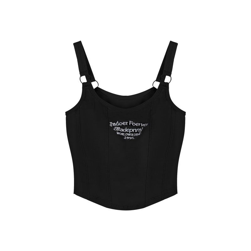 Pure Desire Style Blue Sexy Letters Embroidered Strap Vest