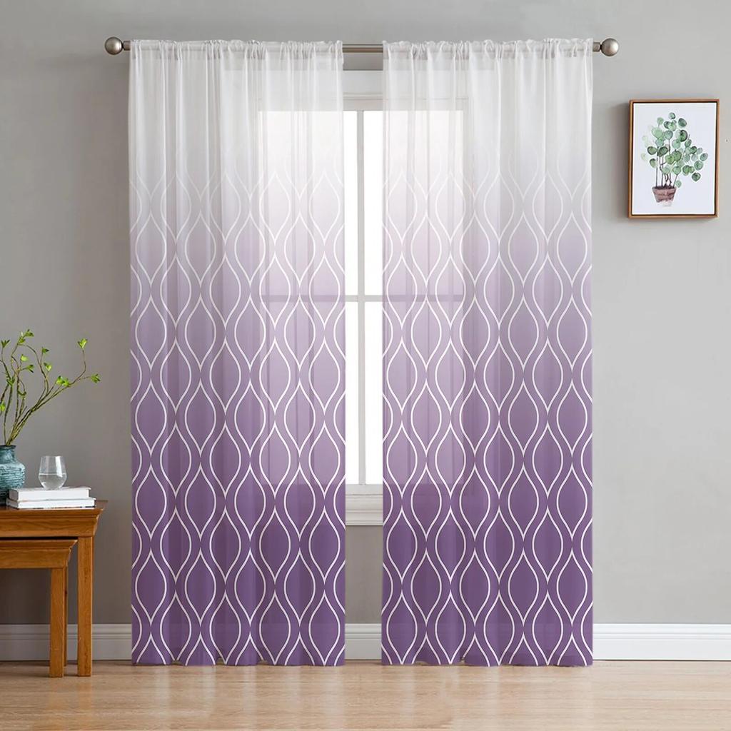 Marokko Tekstur Marineblå Voile Skjære Gardiner For Stuevindu Chiffon Tyllgardin Kjøkken Soverom Draperier Hjemmeinnredning