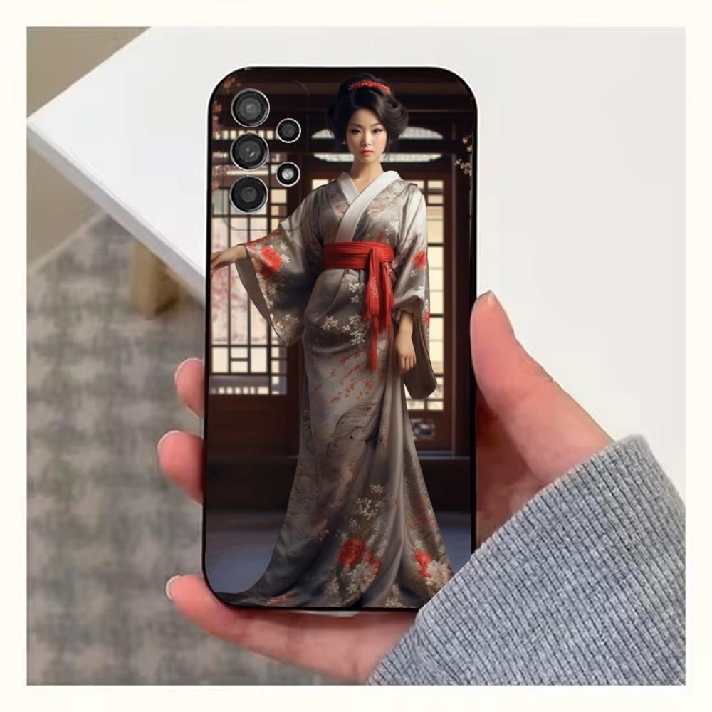 S-Samurai Warrior Geisha Phone Case For Samsung S25,S24,S23,S22,S20,S21,S10,Ultra,Plus,Lite,FE,Soft Silicone Black Cover