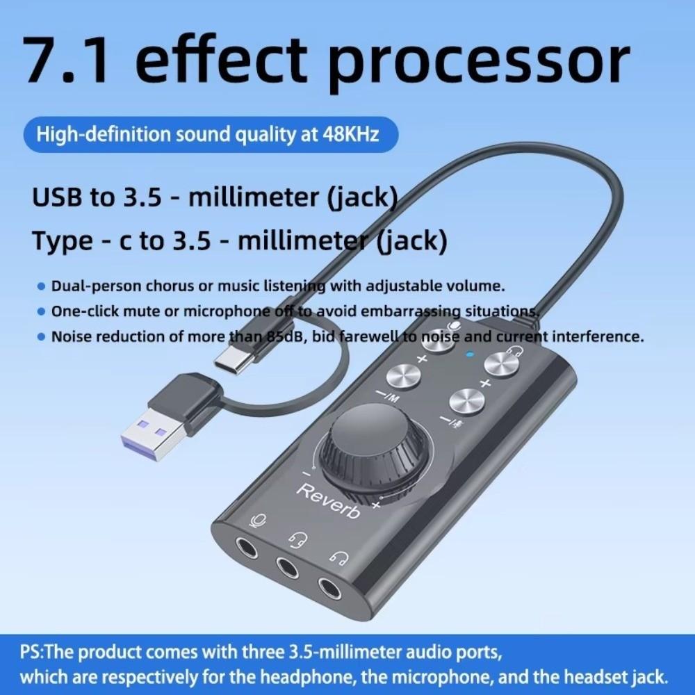 External USB Sound Card ABS Computer Voice Changer New Audio Adapter