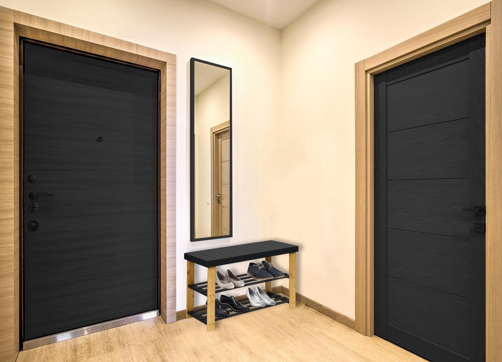 Milos Shoe Rack Bench With Shelves - Black