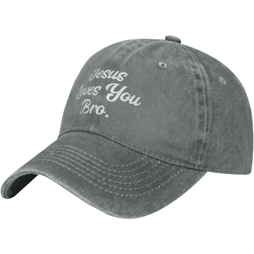 Jesus Loves You Bro Washed Baseball Cap Cotton Embroidered Low Profile Adjustable Dad Hat for Unisex