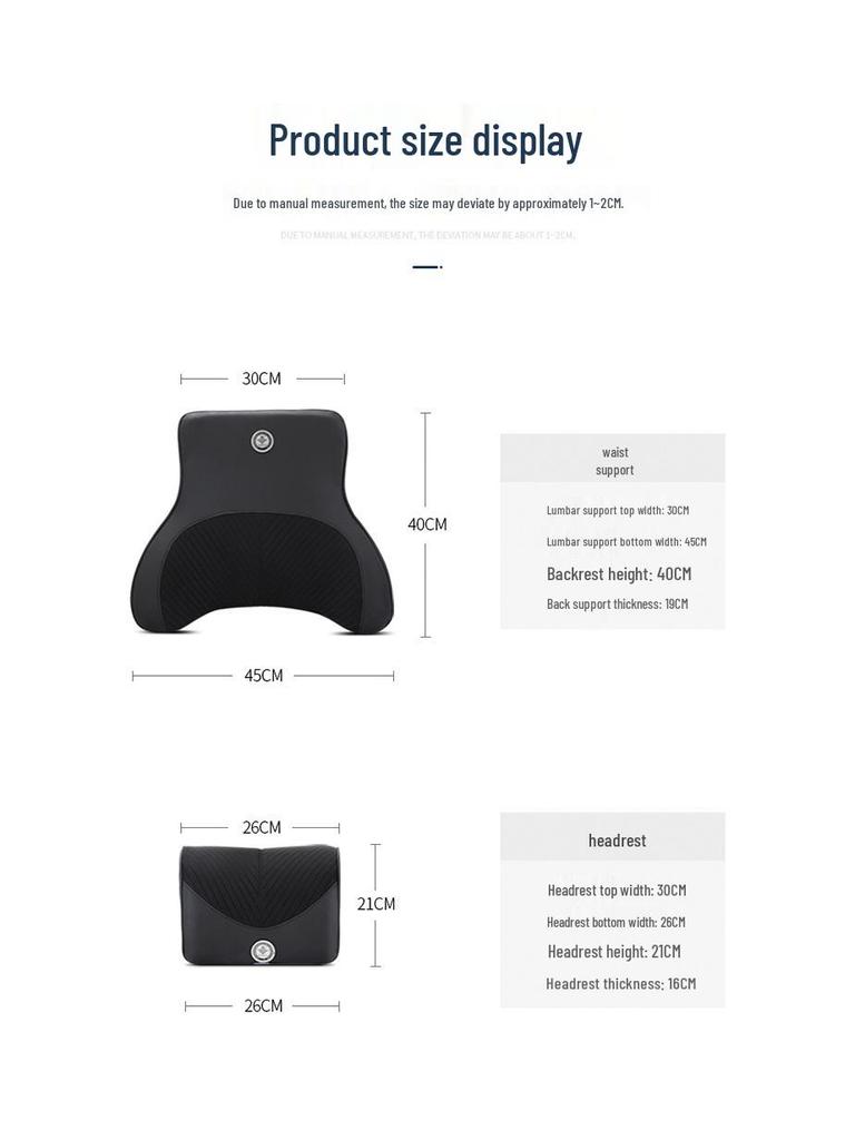 Memory Foam Car Headrest & Lumbar Support Pillow