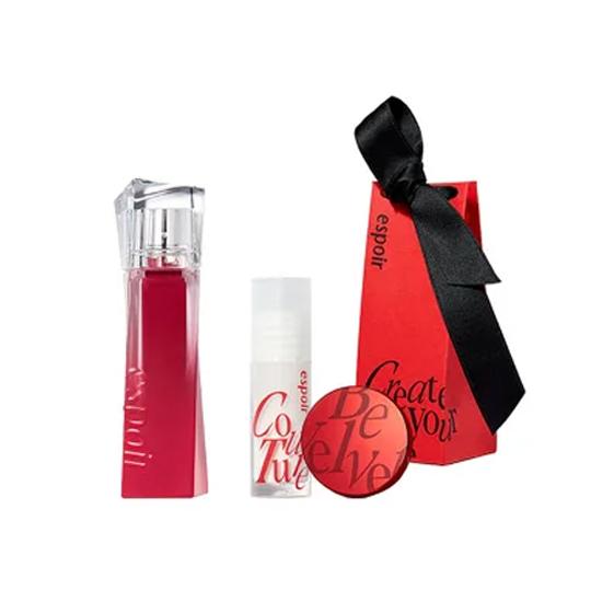 Coffret Gloss teinté pour les lèvres ESPOIR Couture + Mini Cushion + Mini Lait pour les lèvres 4 articles