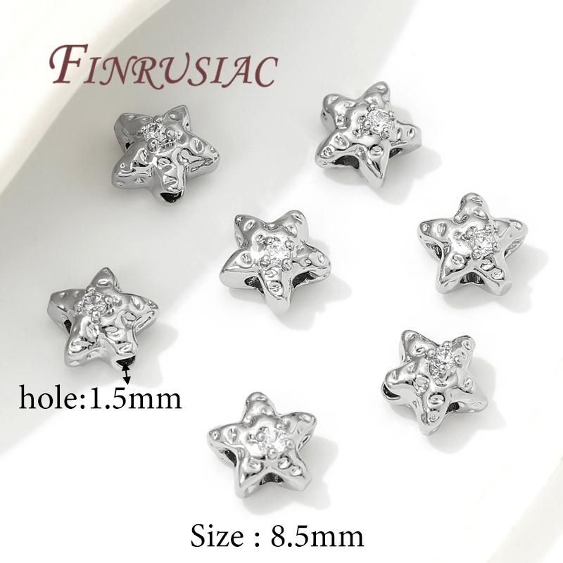 Star Beads 18K Gold Plated Brass with Zircon Spacer Beads Separators For Bead Findings DIY Jewelry Making Bracelets Accessories