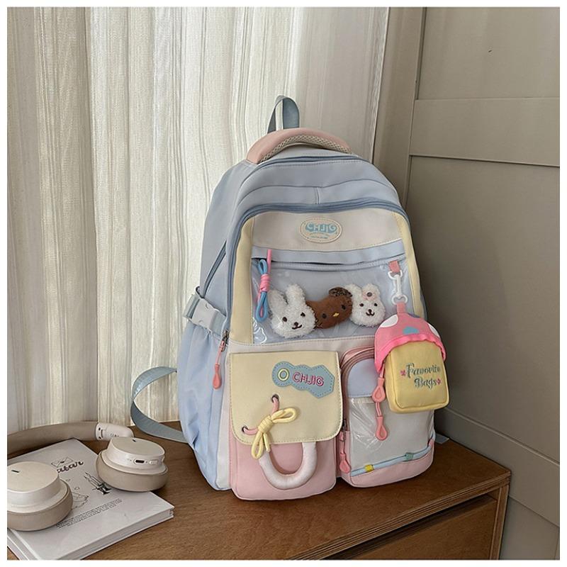 New high-value, fresh and sweet backpack, color-contrasting splicing large-capacity backpack for junior and high school students