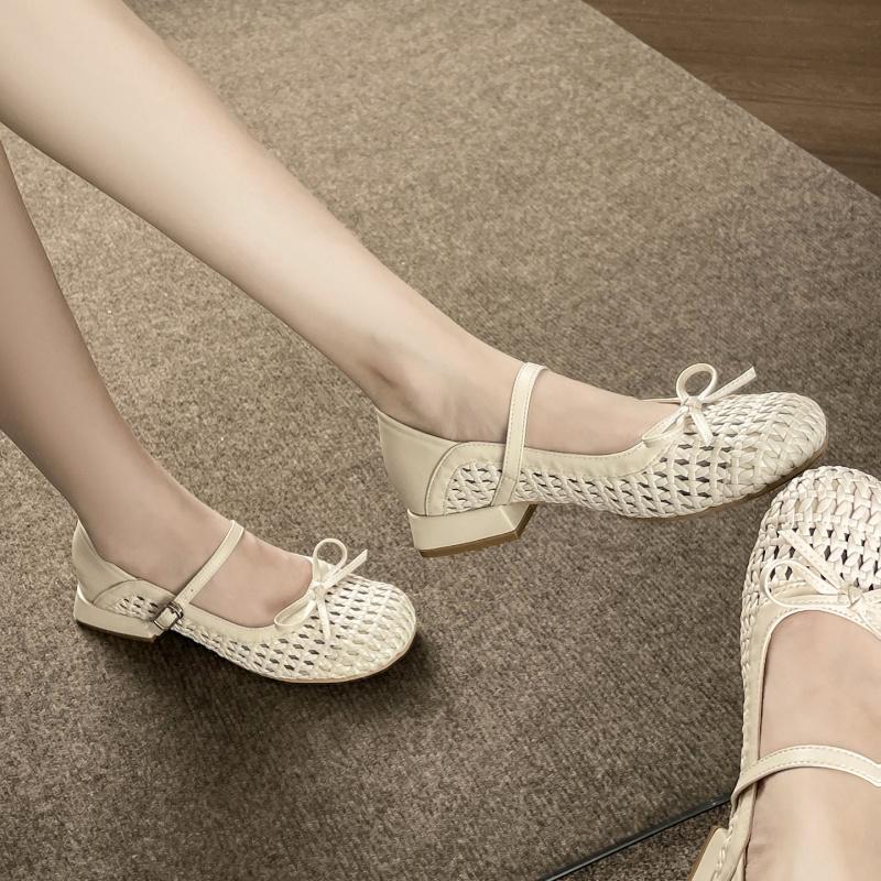 Fashion Luxury Beach Women Sandals Mary Janes Fashion Comfortable Soft Low Heels Shoes 2025 Summer Trendy Elegant Bow Women Shoes