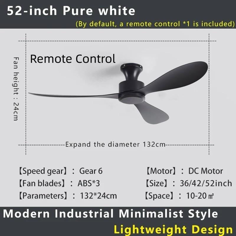 36-52" No-Light Design Multi-Space Use Electric Fan Low-Profile Flush Mount Ceiling Fan Remote Control Industrial Vintage Fan