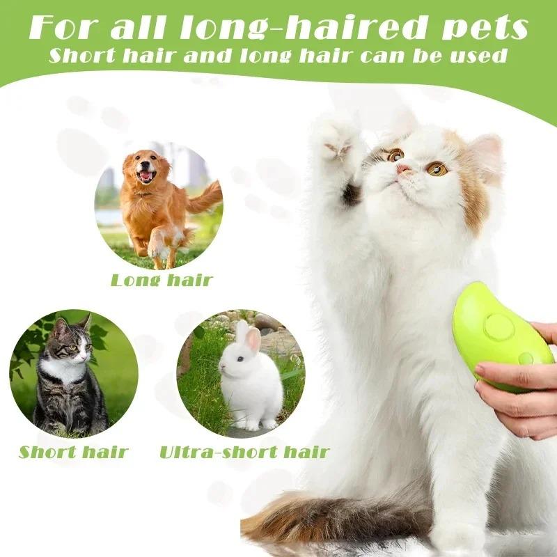 3PCS Cat and Dog Steam Brush Electric Spray Water Spray Kittens and Puppies Pet Comb Soft Silicone Depilation Cats Bath Hair Brush Grooming Supplies