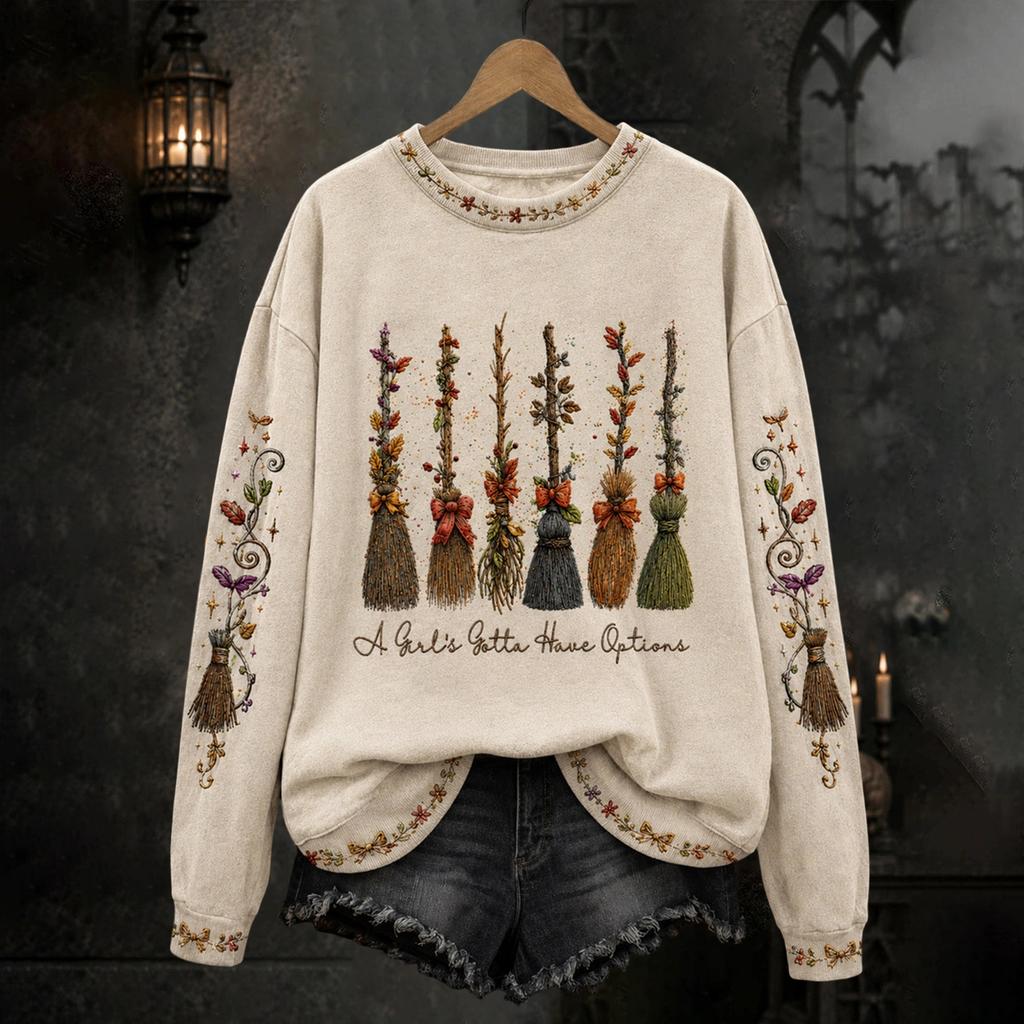 Women's Halloween Print Pullover Neck Long Sleeve Top