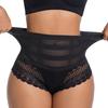 Lace High-Waisted Tummy Control Panties, Butt Lift Seamless Body Shaper Thongs, Postpartum Breathable Mesh, Plus Size Women's Lingerie.