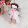 6'' Reborns Doll Mini Newborn Girl Doll Full Body Soft Silicone Life Like Doll with Brown Hair Realistic Doll Baby Toy