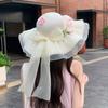 Bow Flower Big Brim Beach Straw Hat Women Spring and Summer New Seaside Sunshade Sun Hat Tide