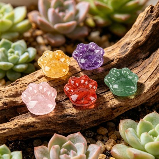 Mini Cat Paw Figurine Natural Healing Stone Hand Carved Statue Collectible Spiritual Gifts for Cat Lovers Women