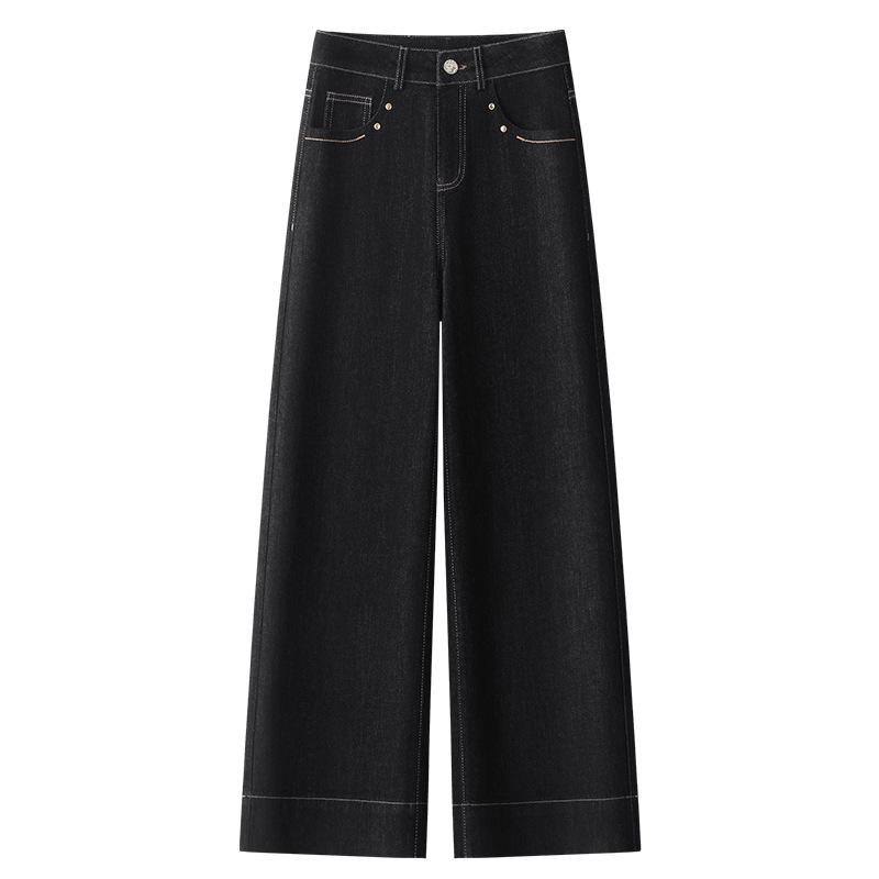 

Женские винтажные джинсы темно-синего цвета с высокой посадкой и прямыми штанинами - Весенняя коллекция 2025 4XL чёрный