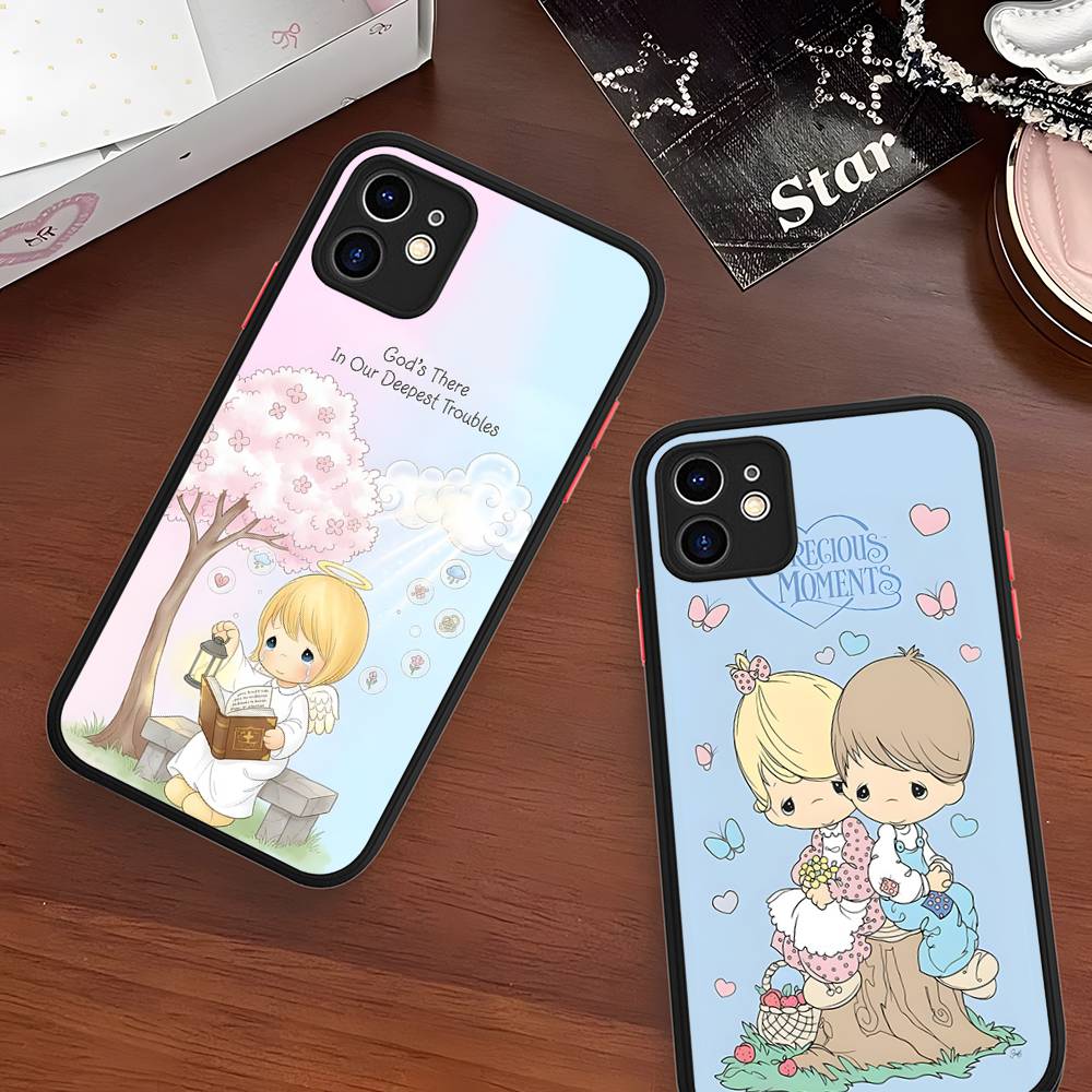 Precious Moments Cute For IPhone Air 16 15 14 Plus 13 12 11 Pro Max Matte Cover Jelly Shockproof Phone Case