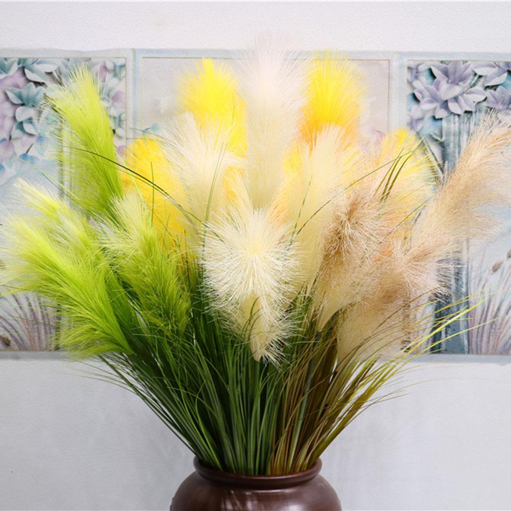 Artificial Phragmite Faux Grass Stem 34.3 Inch Artificial Flower Arrangement Plant Decoration for Home Indoor Outdoor Green